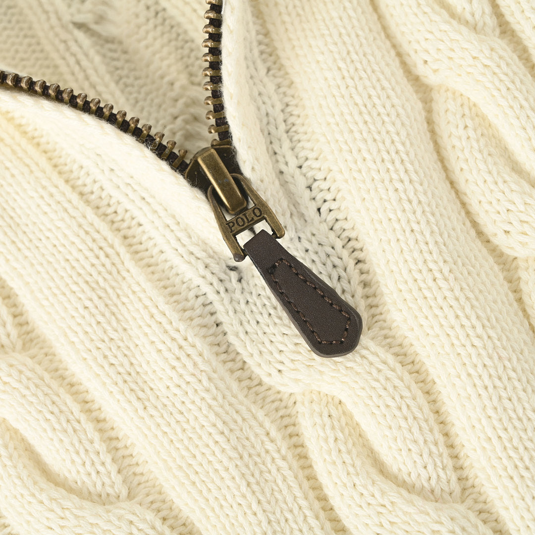 Ralph Lauren Cable-Knit Half-Zip Sweater - Cream - view 8