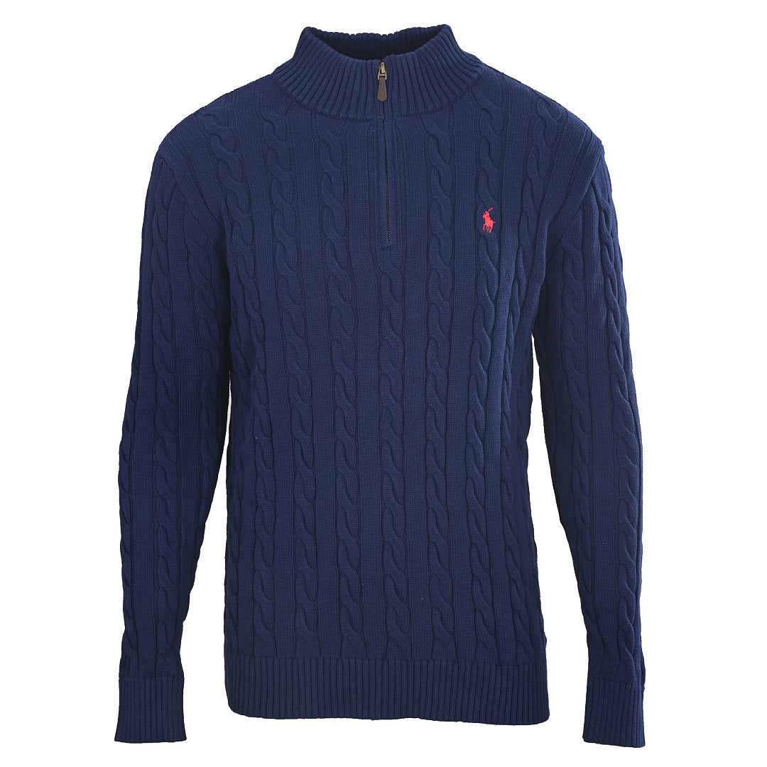 Ralph Lauren Cable-Knit Half-Zip Sweater - Navy - view 1