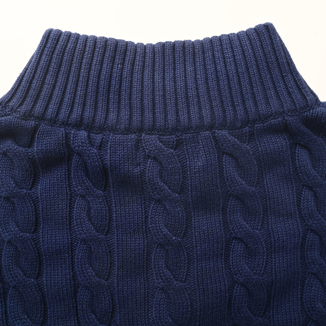 Ralph Lauren Cable-Knit Half-Zip Sweater - Navy - view 6