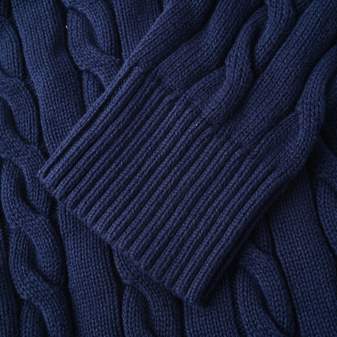 Ralph Lauren Cable-Knit Half-Zip Sweater - Navy - view 7
