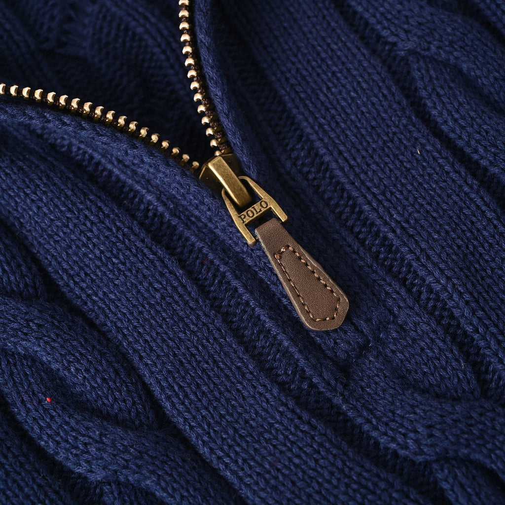 Ralph Lauren Cable-Knit Half-Zip Sweater - Navy - view 8