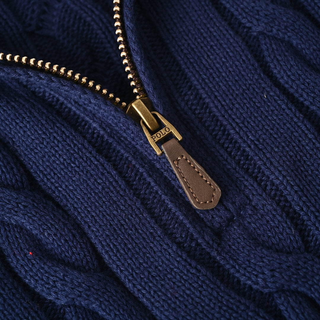 Ralph Lauren Cable-Knit Half-Zip Sweater - Navy - view 8
