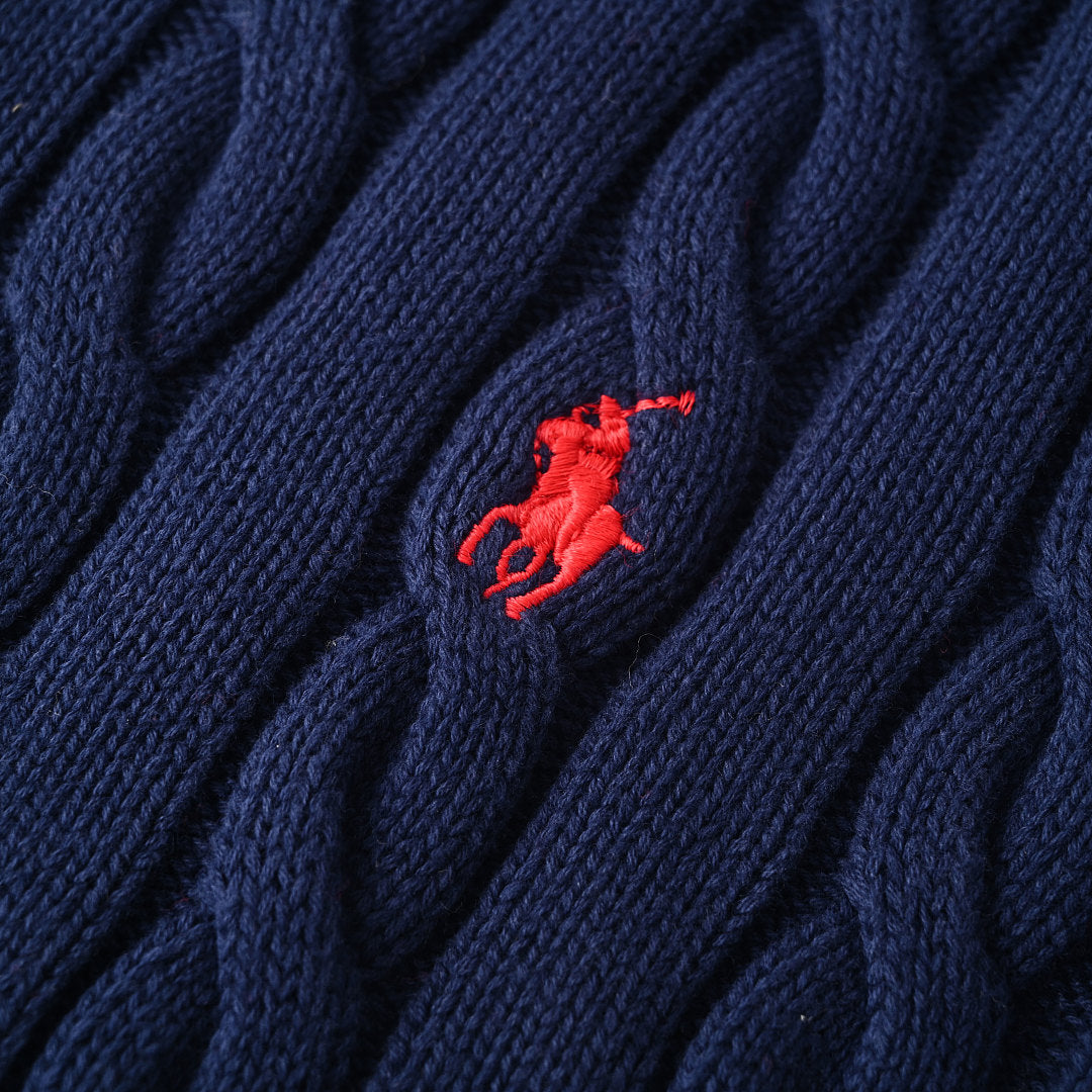 Ralph Lauren Cable-Knit Half-Zip Sweater - Navy - view 9