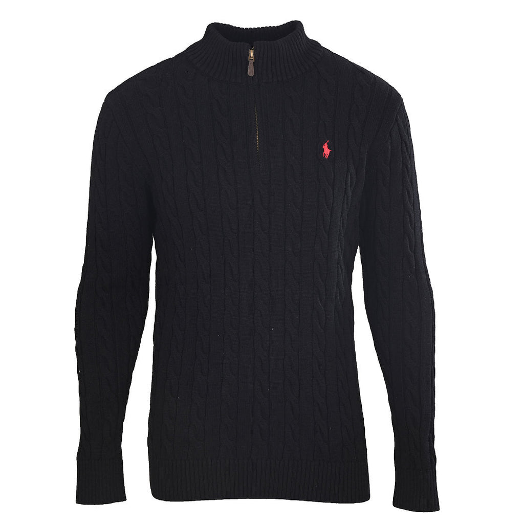 Ralph Lauren Cable-Knit Half-Zip Sweater - Black - view 1