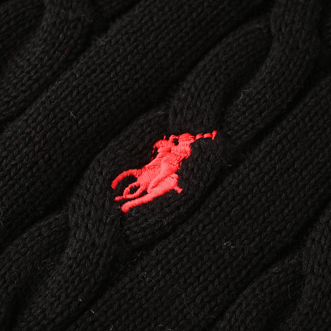 Ralph Lauren Cable-Knit Half-Zip Sweater - Black - view 9