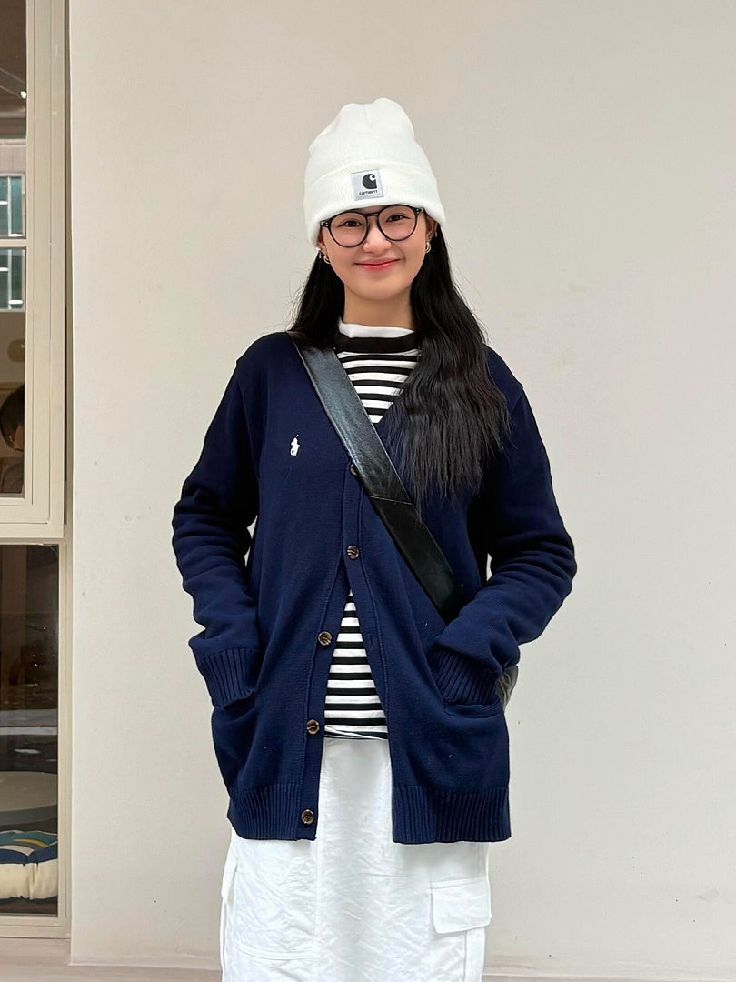 Ralph Lauren Cotton Knit Cardigan - Navy - view 21