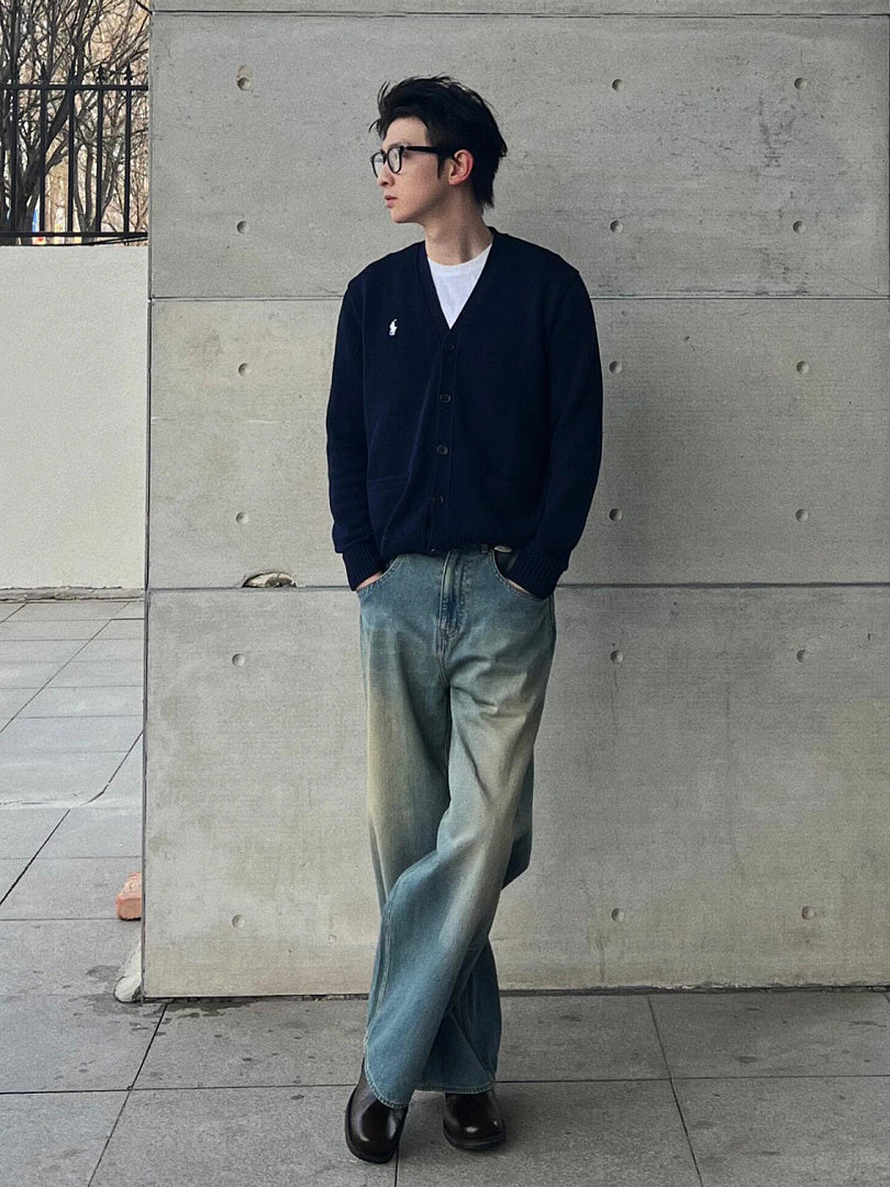 Ralph Lauren Cotton Knit Cardigan - Navy - view 23