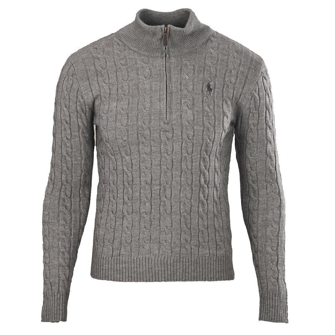 Ralph Lauren Cable-Knit Mock-Neck Sweater - Gray - view 1