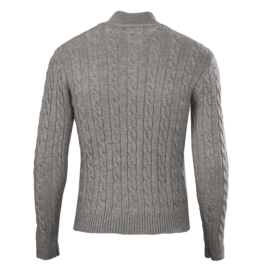 Ralph Lauren Cable-Knit Mock-Neck Sweater - Gray - view 3