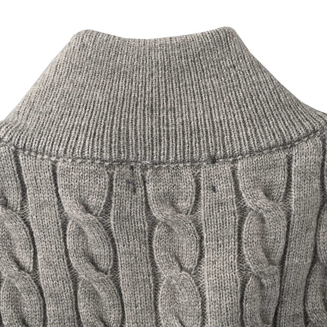 Ralph Lauren Cable-Knit Mock-Neck Sweater - Gray - view 6