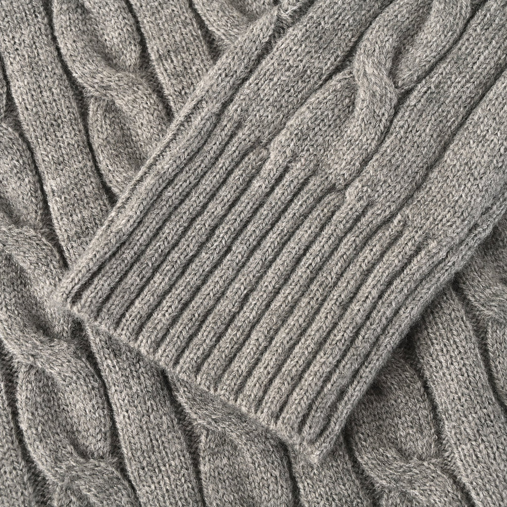 Ralph Lauren Cable-Knit Mock-Neck Sweater - Gray - view 7
