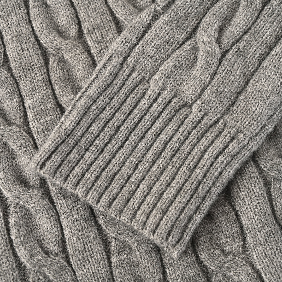 Ralph Lauren Cable-Knit Mock-Neck Sweater - Gray - view 7