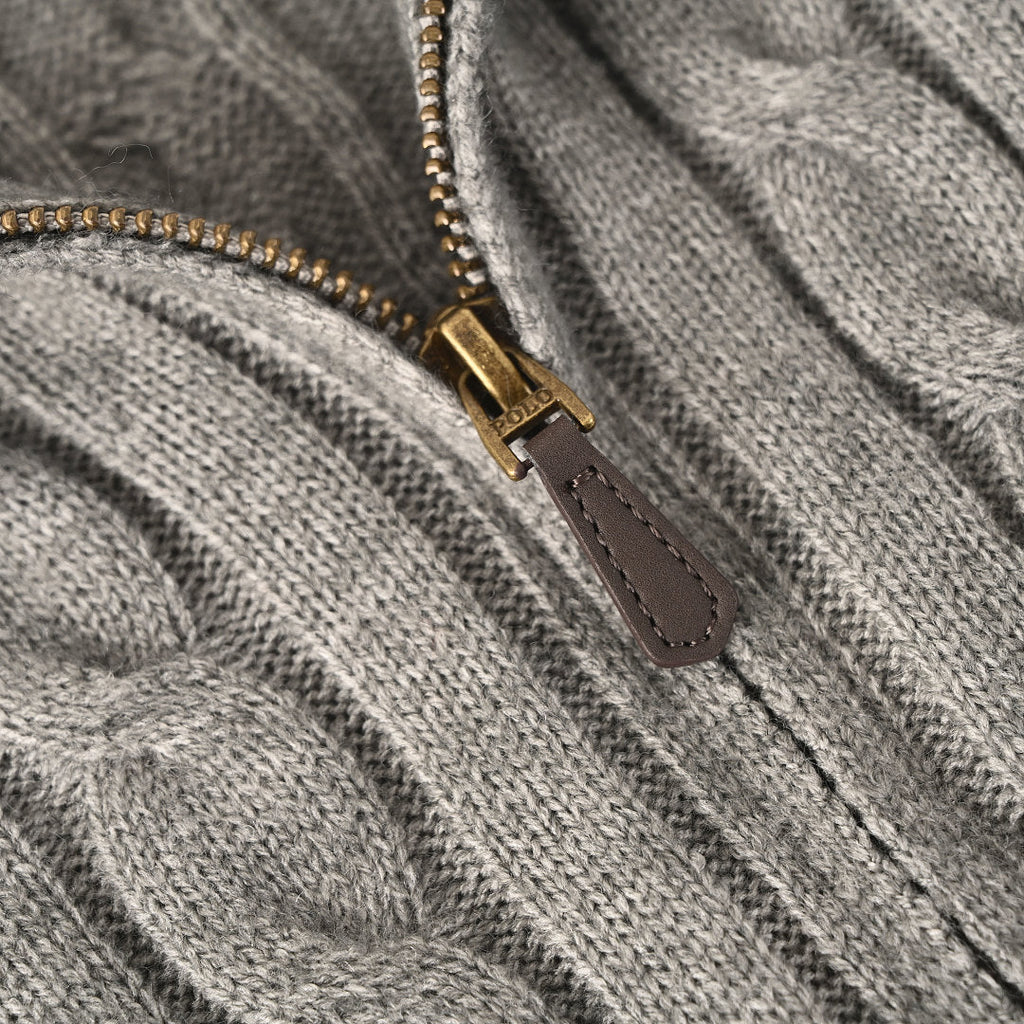 Ralph Lauren Cable-Knit Mock-Neck Sweater - Gray - view 8