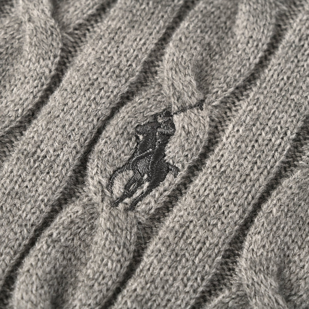 Ralph Lauren Cable-Knit Mock-Neck Sweater - Gray - view 9
