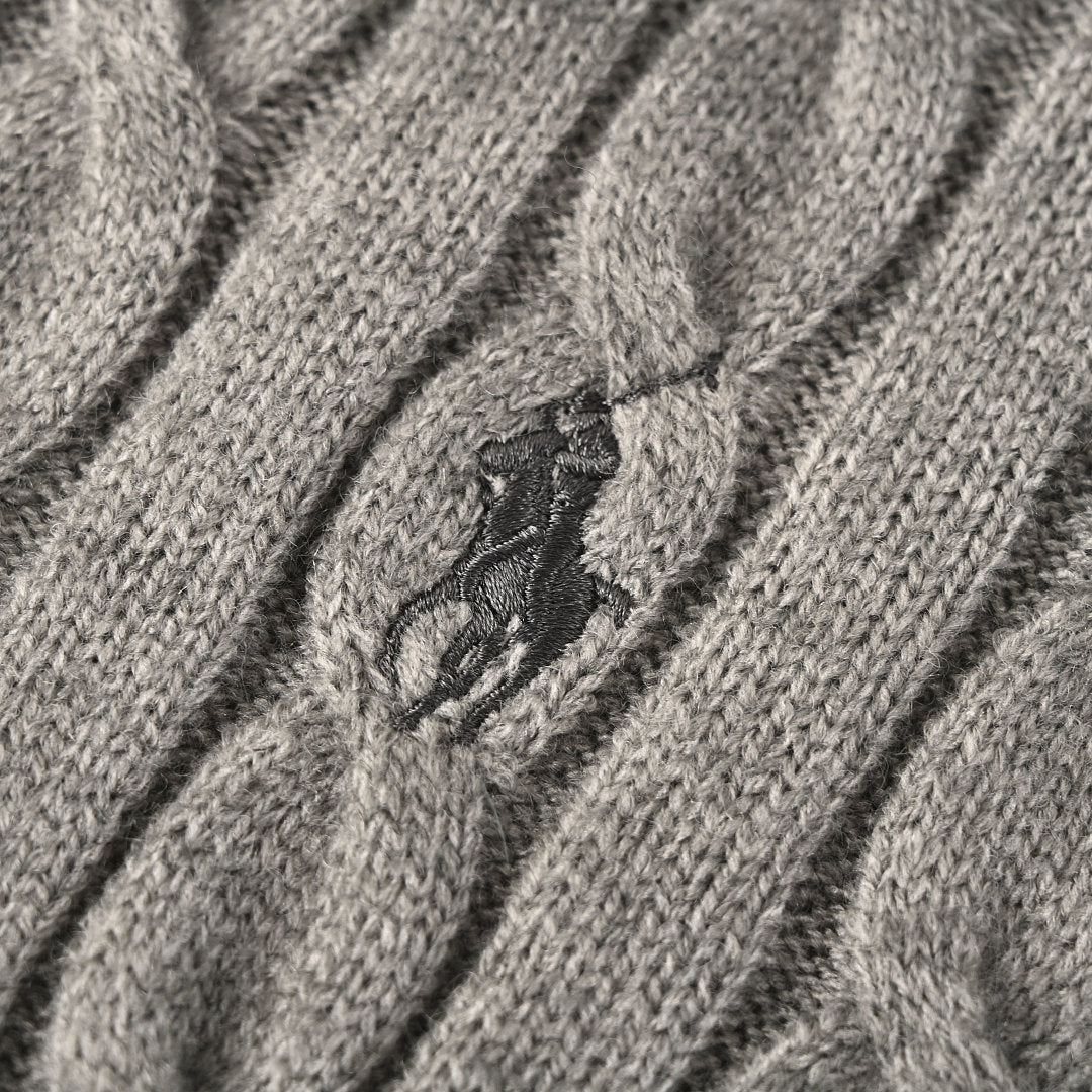 Ralph Lauren Cable-Knit Mock-Neck Sweater - Gray - view 9