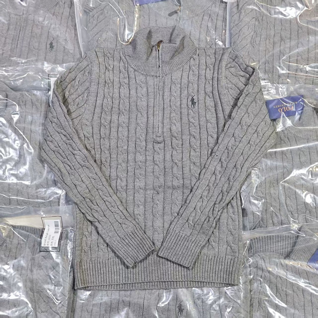 Ralph Lauren Cable-Knit Mock-Neck Sweater - Gray - view 12