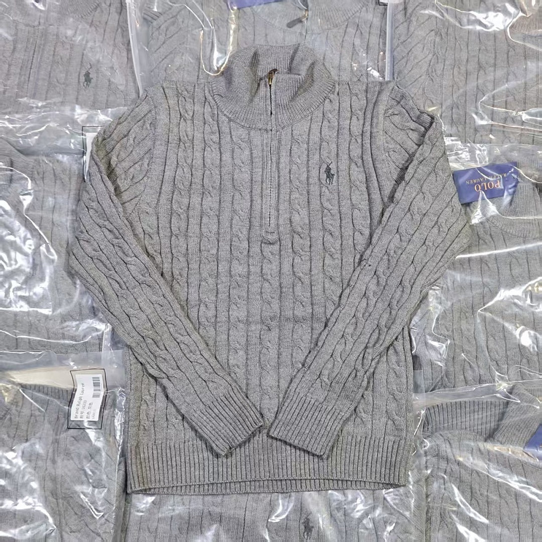 Ralph Lauren Cable-Knit Mock-Neck Sweater - Gray - view 12