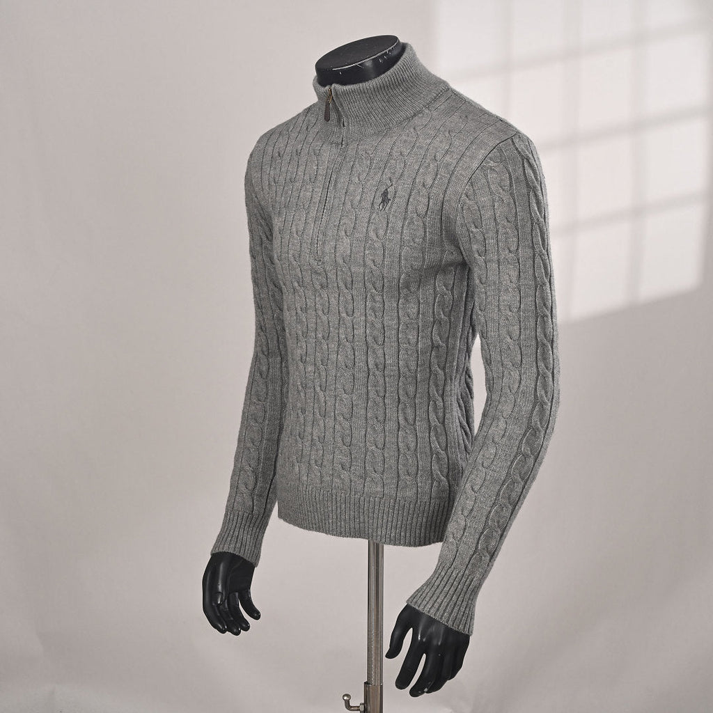 Ralph Lauren Cable-Knit Mock-Neck Sweater - Gray - view 14