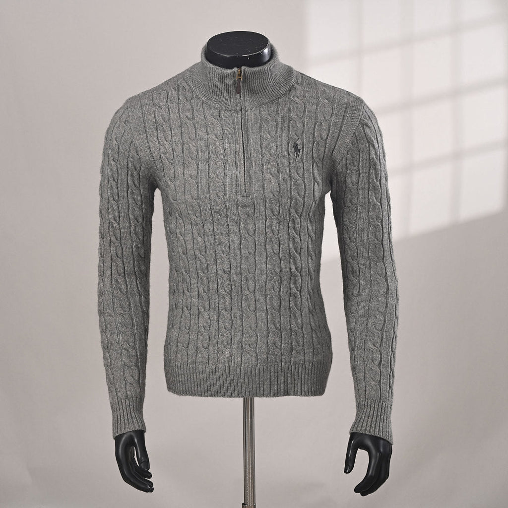 Ralph Lauren Cable-Knit Mock-Neck Sweater - Gray - view 15