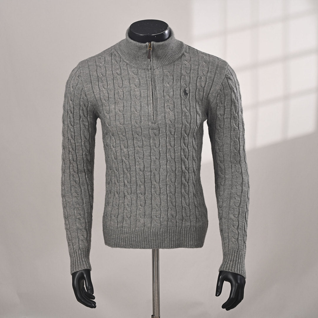 Ralph Lauren Cable-Knit Mock-Neck Sweater - Gray - view 15