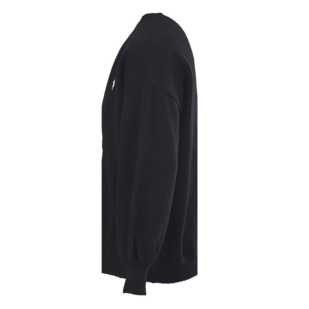 Ralph Lauren V-Neck Wool-Blend Knit Cardigan - Black - view 2