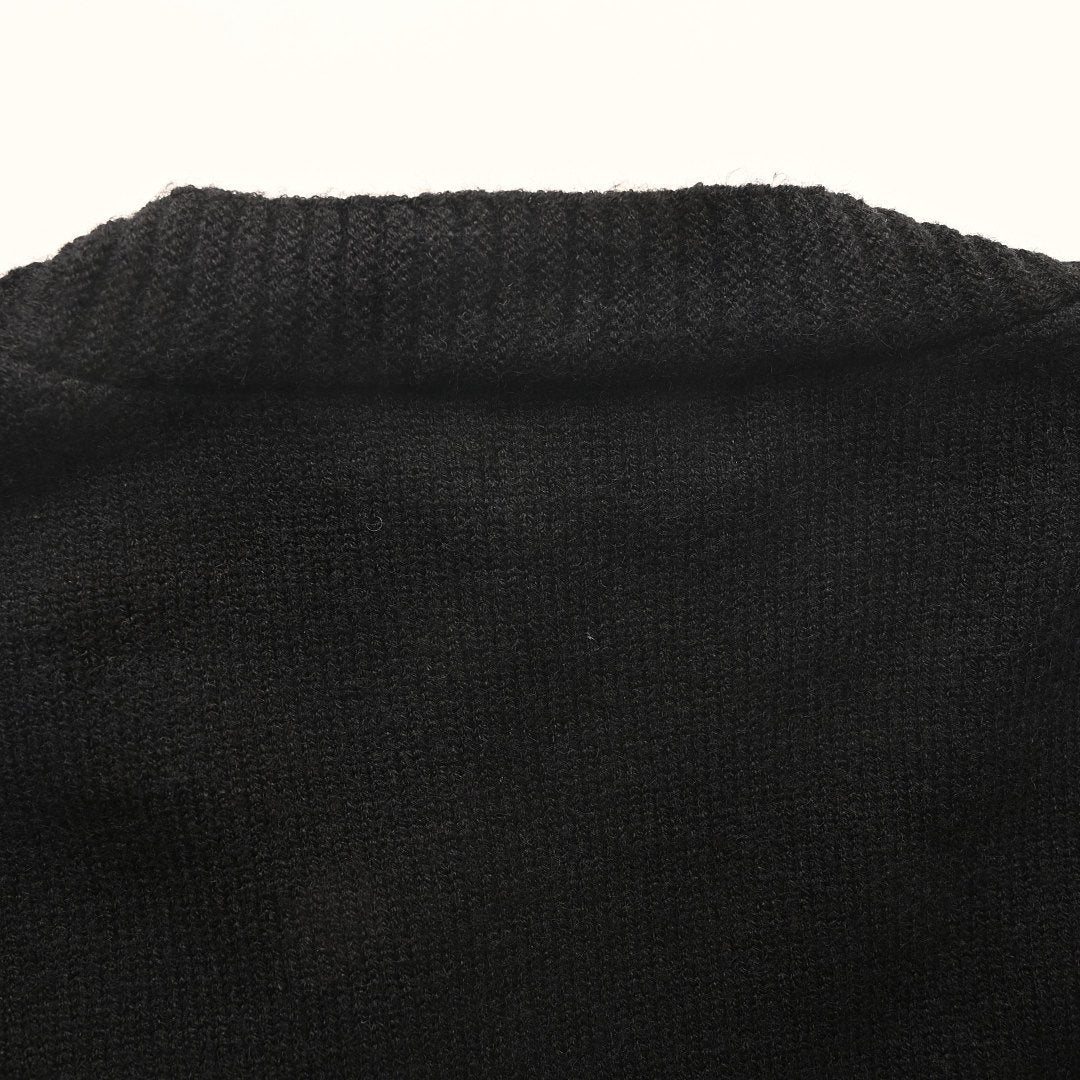 Ralph Lauren V-Neck Wool-Blend Knit Cardigan - Black - view 6