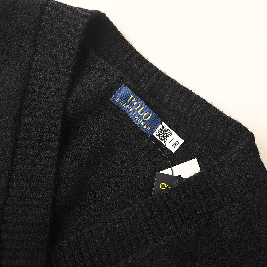 Ralph Lauren V-Neck Wool-Blend Knit Cardigan - Black - view 10