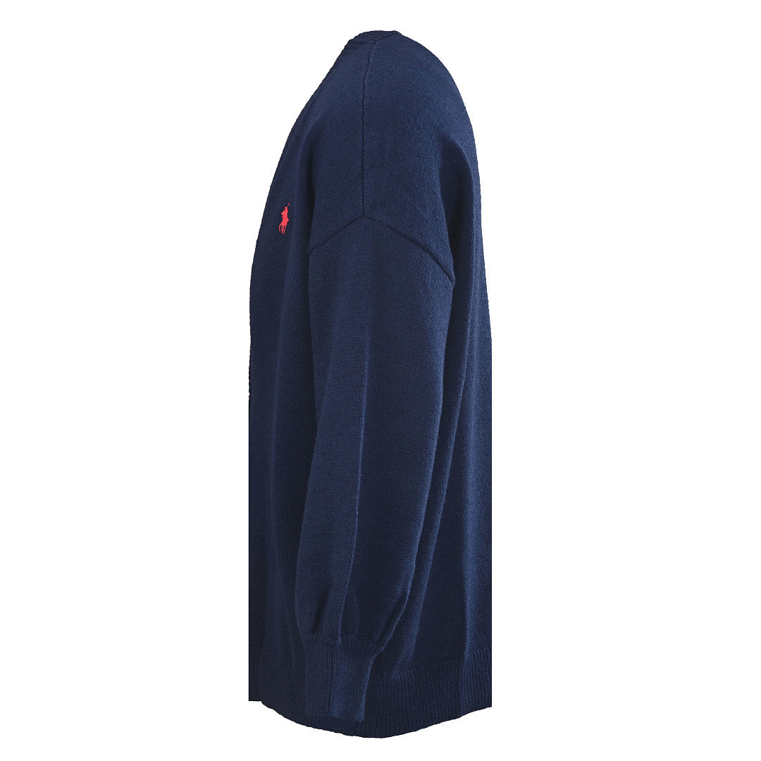 Ralph Lauren V-Neck Wool-Blend Knit Cardigan - Navy - view 2