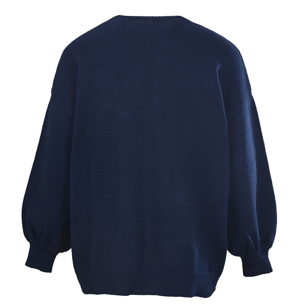 Ralph Lauren V-Neck Wool-Blend Knit Cardigan - Navy - view 3