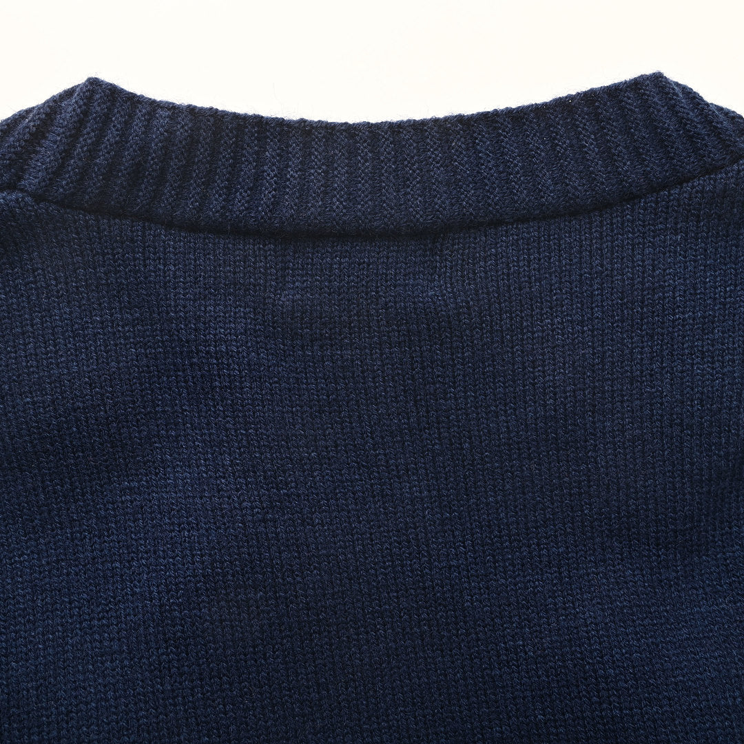 Ralph Lauren V-Neck Wool-Blend Knit Cardigan - Navy - view 6