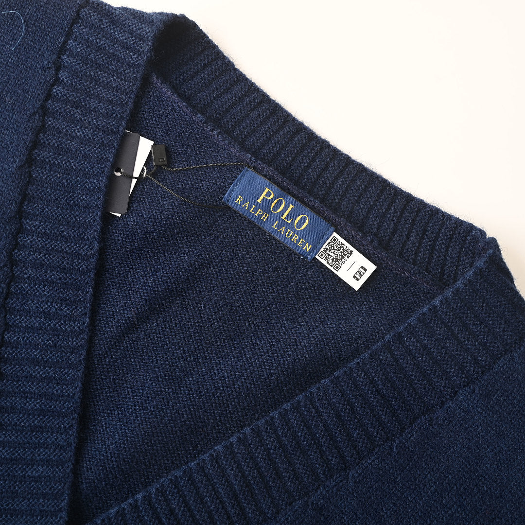 Ralph Lauren V-Neck Wool-Blend Knit Cardigan - Navy - view 10