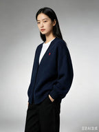 Ralph Lauren V-Neck Wool-Blend Knit Cardigan - Navy - view 12