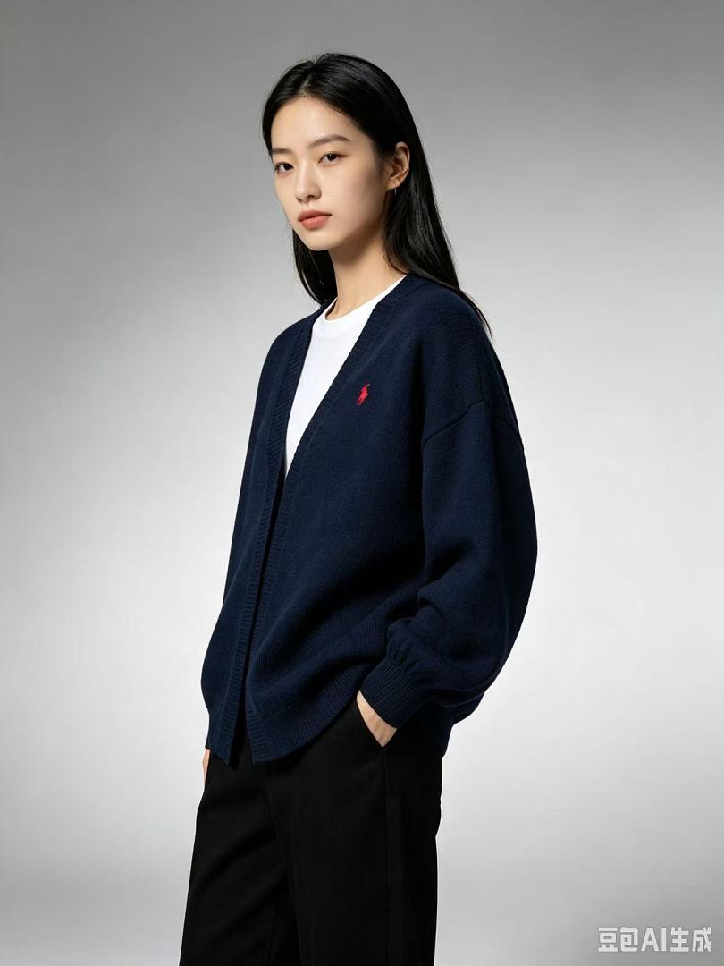 Ralph Lauren V-Neck Wool-Blend Knit Cardigan - Navy - view 12