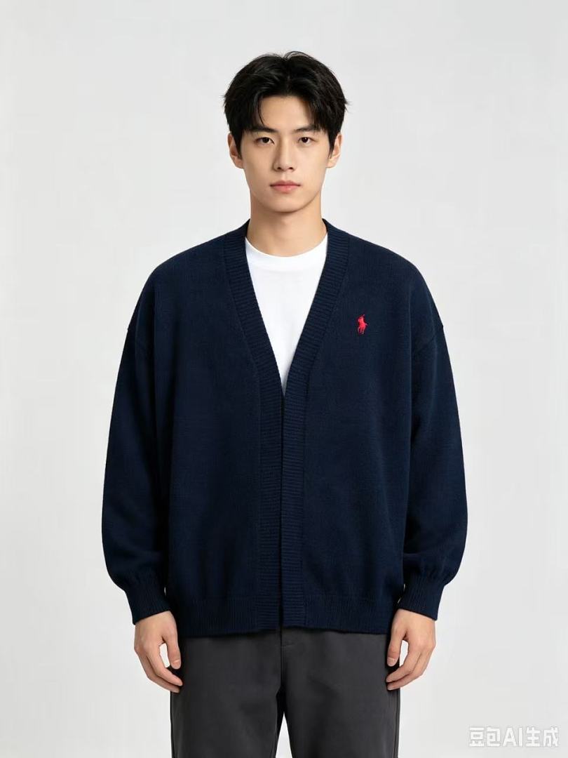 Ralph Lauren V-Neck Wool-Blend Knit Cardigan - Navy - view 13