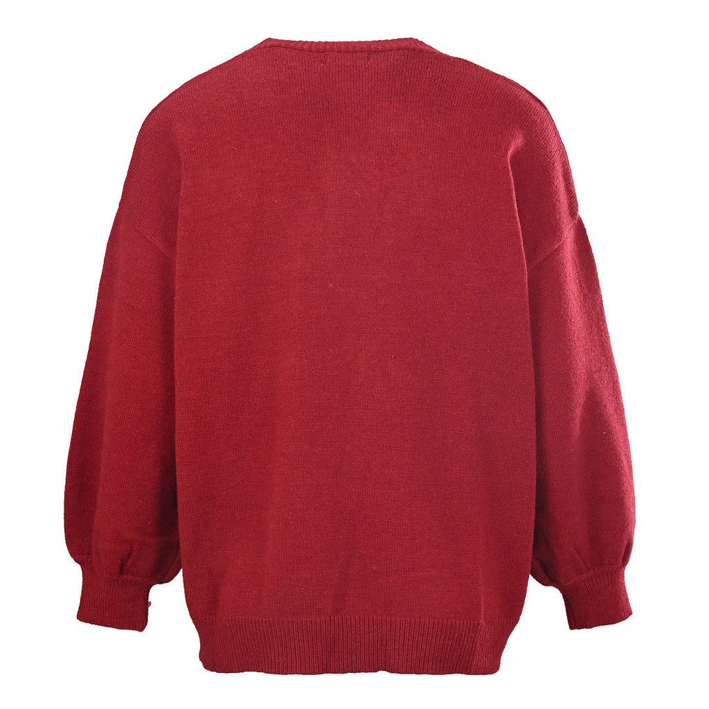 Ralph Lauren V-Neck Wool-Blend Knit Cardigan - Burgundy - view 3