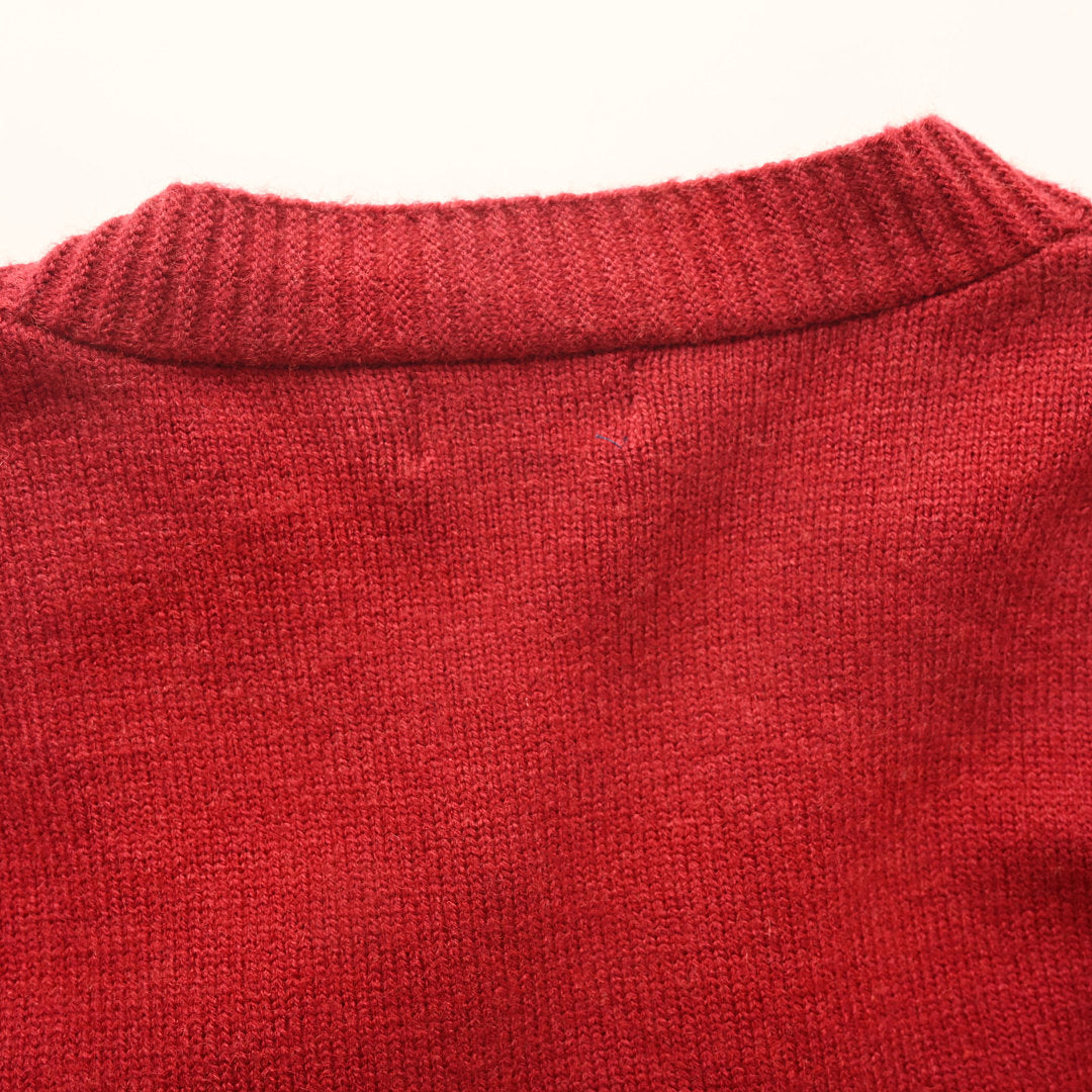 Ralph Lauren V-Neck Wool-Blend Knit Cardigan - Burgundy - view 6