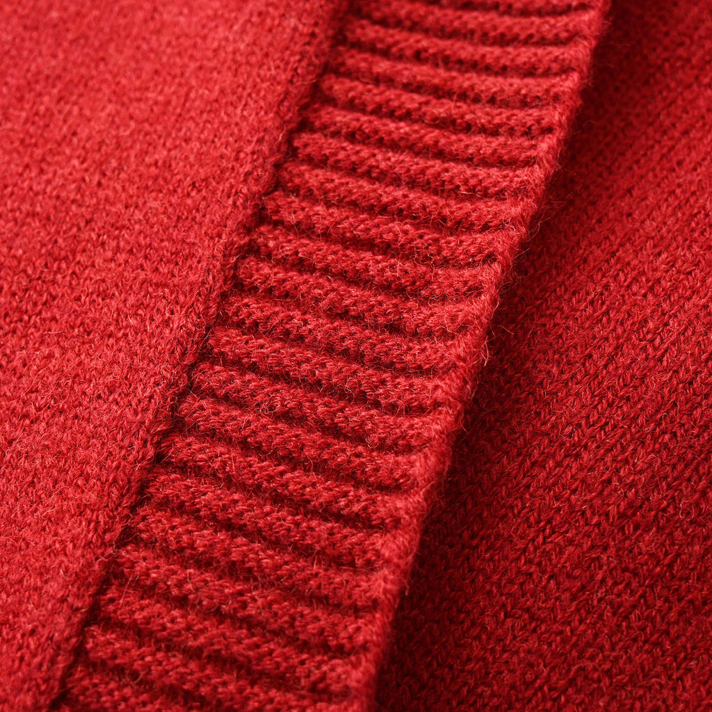 Ralph Lauren V-Neck Wool-Blend Knit Cardigan - Burgundy - view 8