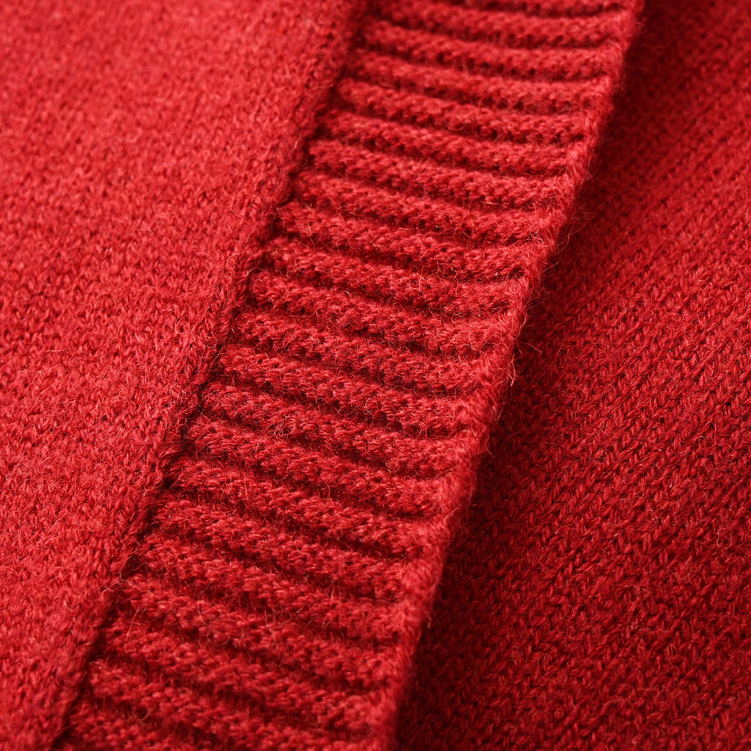 Ralph Lauren V-Neck Wool-Blend Knit Cardigan - Burgundy - view 8
