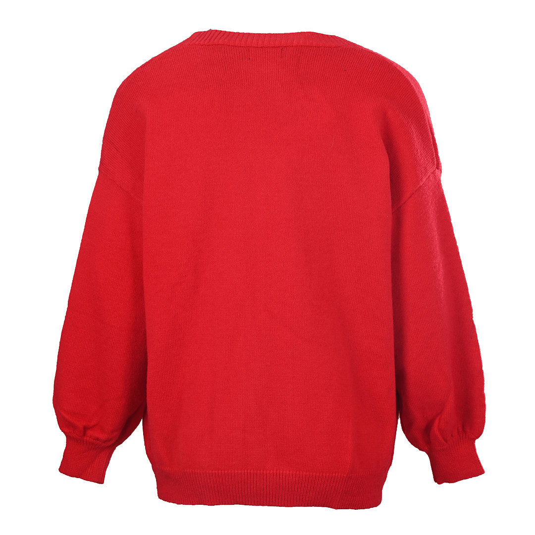 Ralph Lauren V-Neck Wool-Blend Knit Cardigan - Red - view 3