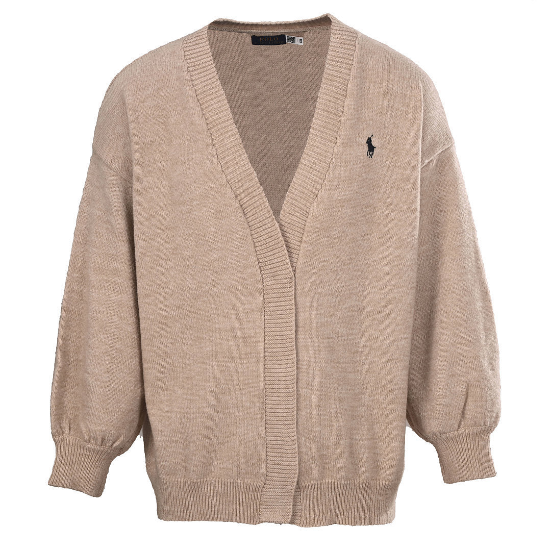 Ralph Lauren V-Neck Wool-Blend Knit Cardigan - Taupe - view 1
