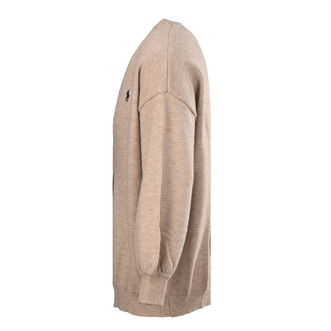 Ralph Lauren V-Neck Wool-Blend Knit Cardigan - Taupe - view 2