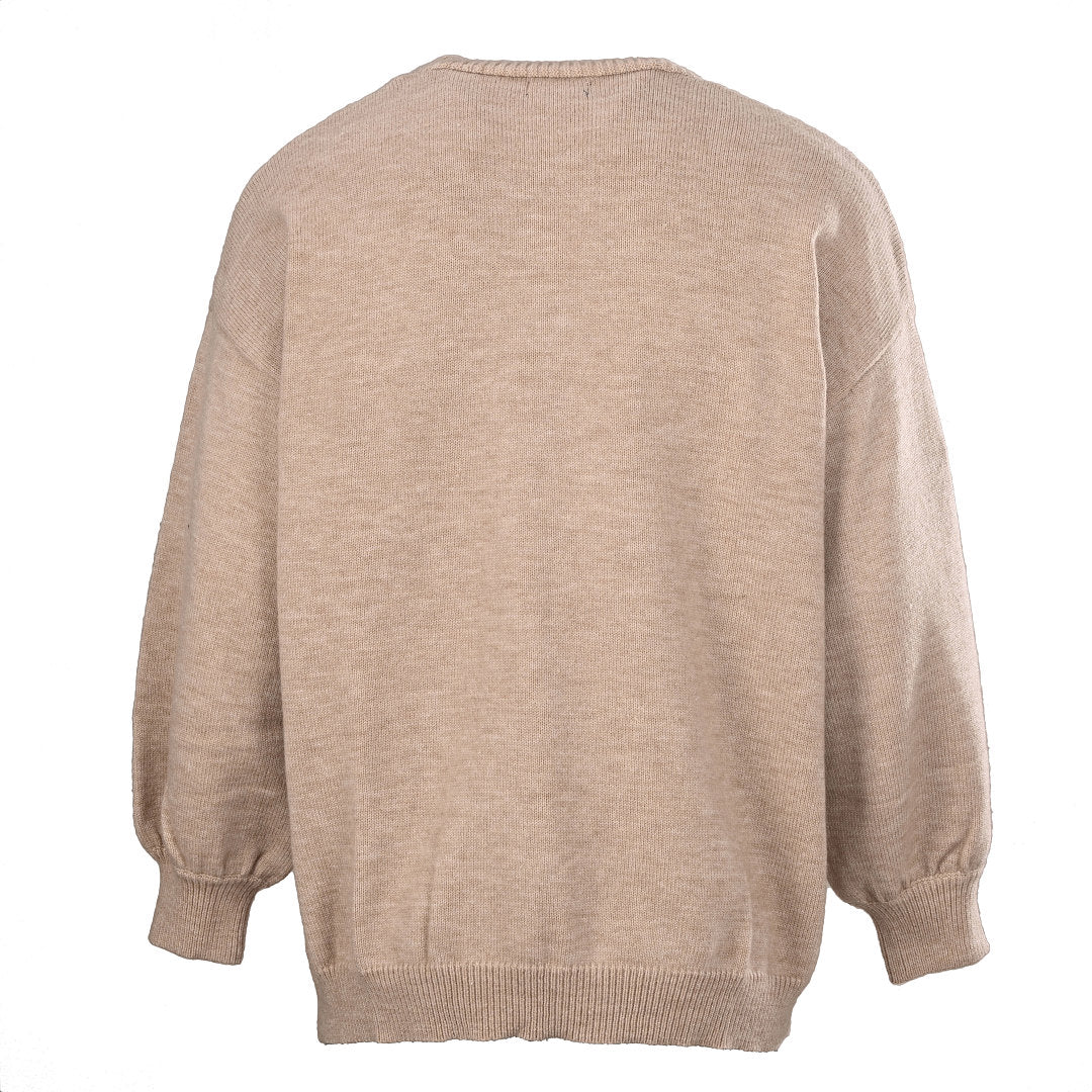 Ralph Lauren V-Neck Wool-Blend Knit Cardigan - Taupe - view 3