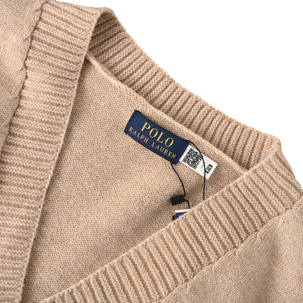 Ralph Lauren V-Neck Wool-Blend Knit Cardigan - Taupe - view 10
