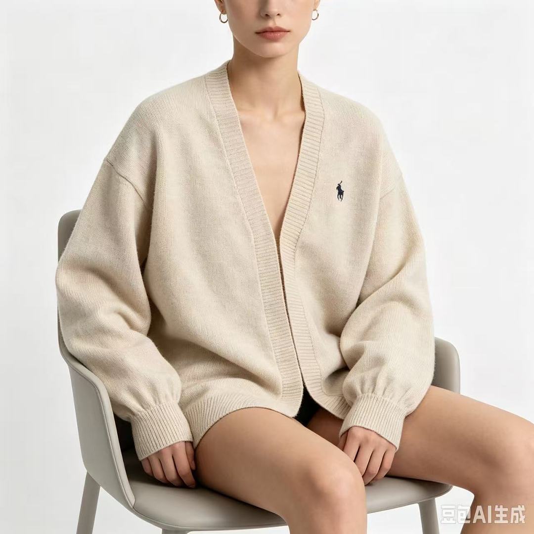 Ralph Lauren V-Neck Wool-Blend Knit Cardigan - Taupe - view 14