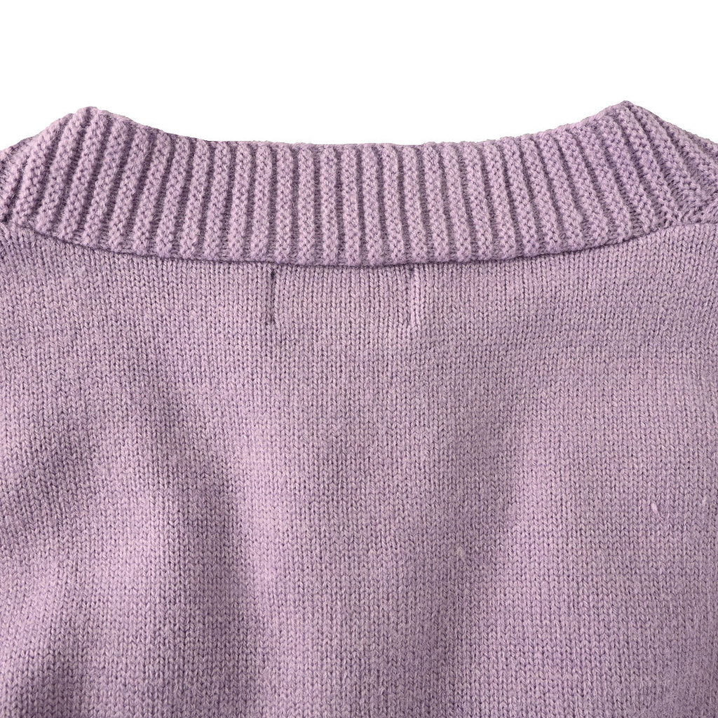 Ralph Lauren V-Neck Wool-Blend Knit Cardigan - Lavender - view 6