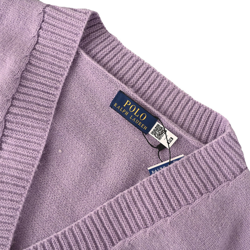 Ralph Lauren V-Neck Wool-Blend Knit Cardigan - Lavender - view 10