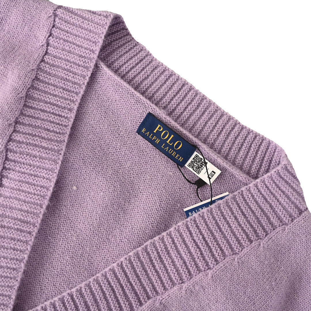 Ralph Lauren V-Neck Wool-Blend Knit Cardigan - Lavender - view 10