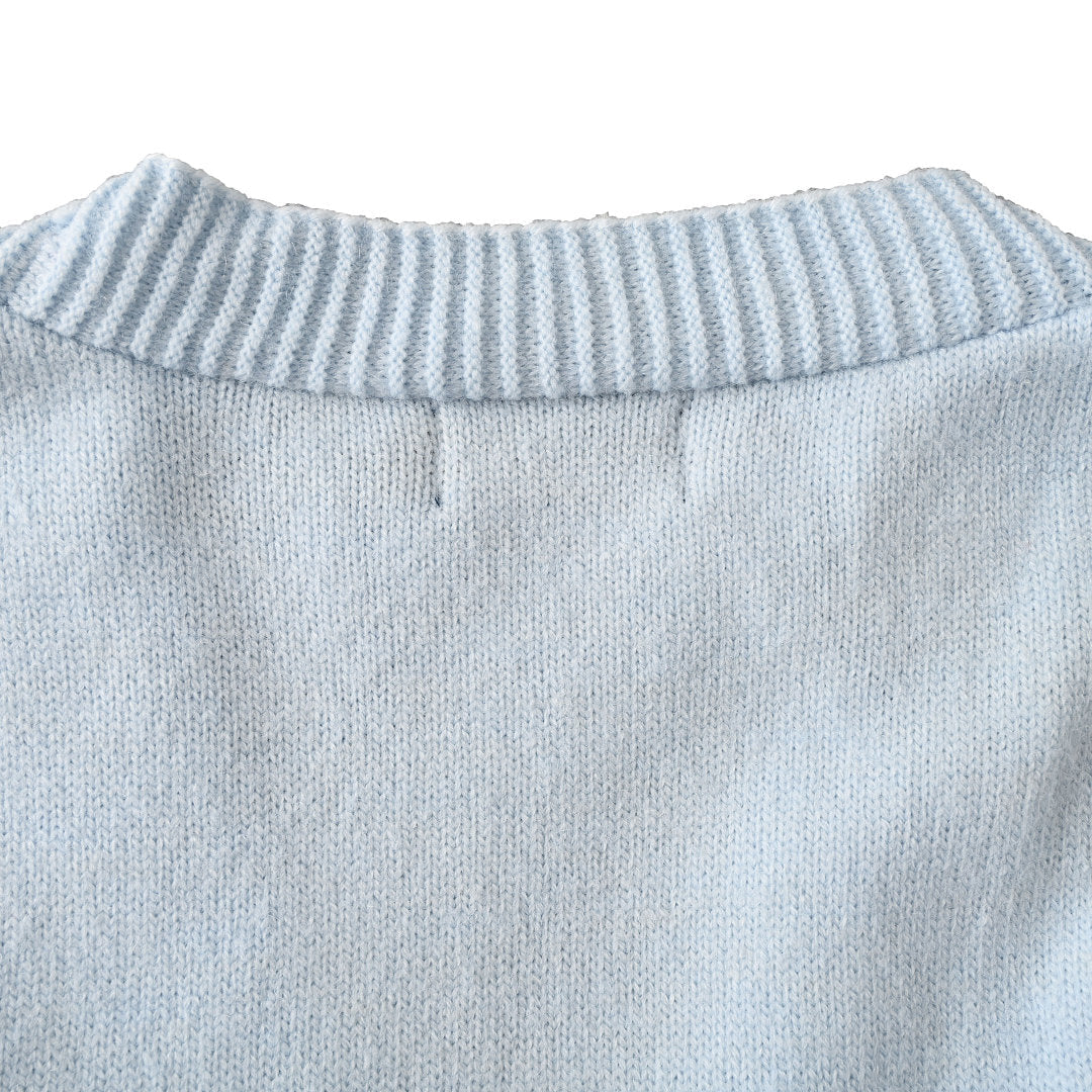 Ralph Lauren V-Neck Wool-Blend Knit Cardigan - Light Blue - view 6