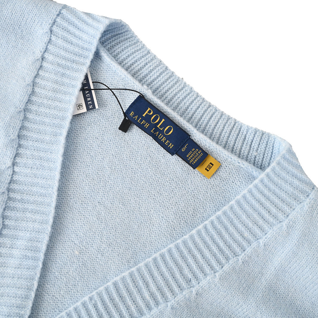Ralph Lauren V-Neck Wool-Blend Knit Cardigan - Light Blue - view 10