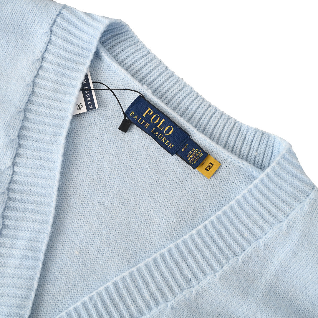 Ralph Lauren V-Neck Wool-Blend Knit Cardigan - Light Blue - view 10